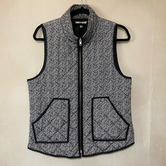 Andree by Unit EUC size S houndstooth preppy puffer vest full zip classic chic - Picture 2 of 5